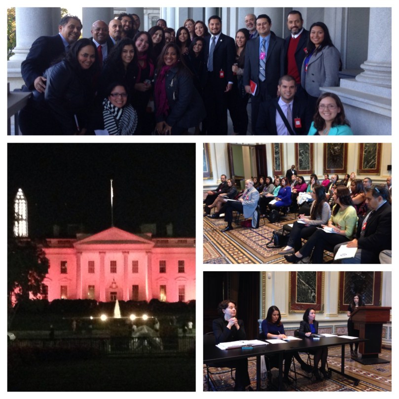More than 30 members of the National Association of Hispanic  Journalists attended the D.C. Chapter November membership meeting at  The White House.  Cecilia Muñoz, White House Director of the Domestic  Policy Council, Mayra Alvarez, Associate Director for the Office of Minority Health, Health and Human Services, and Felicia Escobar, White  House Senior Policy Director for Immigration briefed NAHJ members on  President Obama's priorities toward the Latino Community. NAHJ national President Hugo Balto attended the meeting at the Old  Executive Office building. NAHJ members from the New York area drove  in for the meeting.